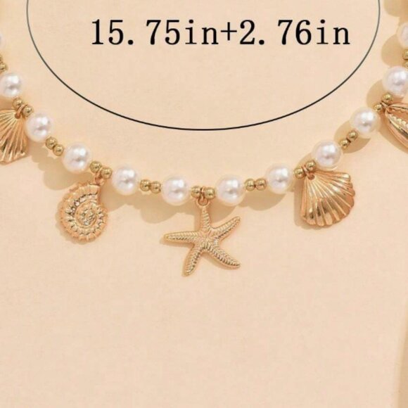 Zara pearl & shell chain necklace - Picture 7 of 9